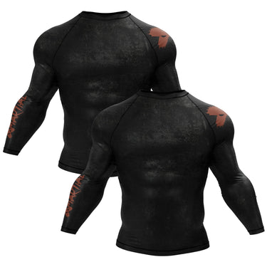 Accent Minimalist Long Sleeve Brown/Black Compression Shirt XMARTIAL