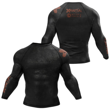 Accent Minimalist Long Sleeve Brown/Black Compression Shirt XMARTIAL
