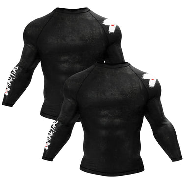 Accent Minimalist Long Sleeve White/Black Compression Shirt XMARTIAL