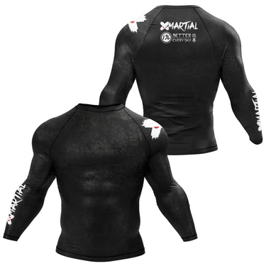 Accent Minimalist Long Sleeve White/Black Compression Shirt XMARTIAL