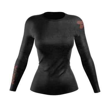 Accent Minimalist Women's Long Sleeve Brown/Black Compression Shirt XMARTIAL