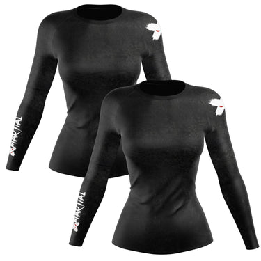 Accent Minimalist Women's Long Sleeve White/Black Compression Shirt XMARTIAL