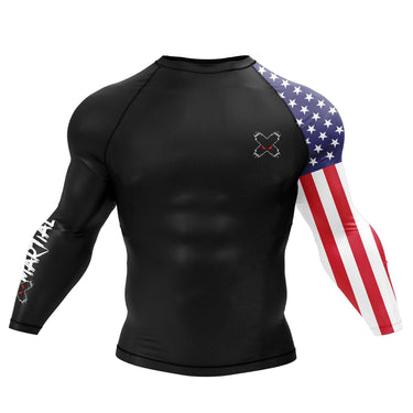 American Warrior Long Sleeve Black Compression Shirt XMARTIAL