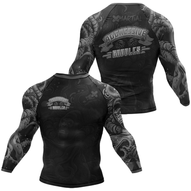 BJJ Rash Guard Black Aggressive Cuddles X-Tech 25 Series XMARTIAL