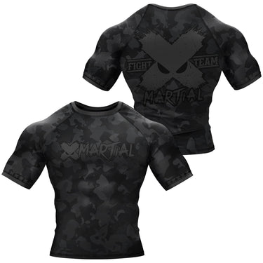 BJJ Rash Guard Black Camo Fight Team X-Tech 25 Series XMARTIAL
