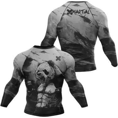 BJJ Rash Guard Black Shredded Panda X-Tech 25 Series XMARTIAL