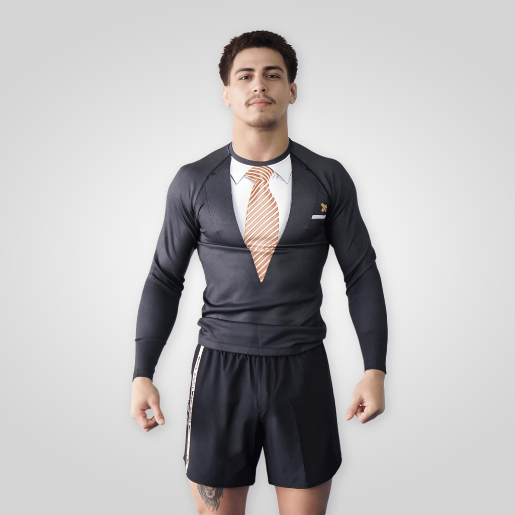 Black Tuxedo Rank BJJ Rash Guard