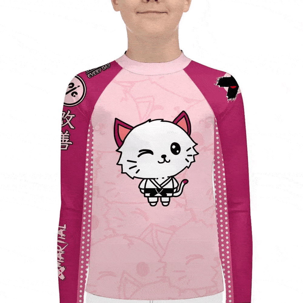 Cat Rash Guard Cat Jitsu Kids BJJ Rash Guard - XMARTIAL