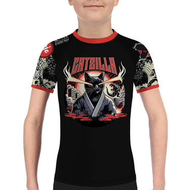 Cat Laser Eyes Kids BJJ Rash Guard XMARTIAL