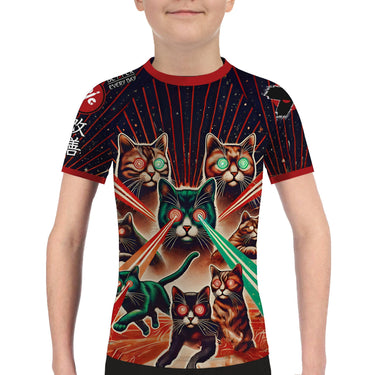 Cat Laser Eyes Kids BJJ Rash Guard XMARTIAL