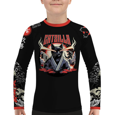 Cat Laser Eyes Kids BJJ Rash Guard XMARTIAL