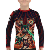 Cat Laser Eyes Kids BJJ Rash Guard XMARTIAL