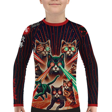 Cat Laser Eyes Kids BJJ Rash Guard XMARTIAL