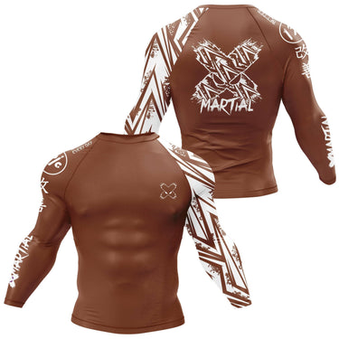 Full Minimalist Long Sleeve Brown Compression Shirt XMARTIAL