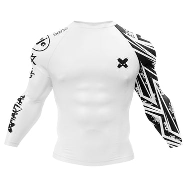 Full Minimalist Long Sleeve White Compression Shirt XMARTIAL