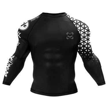 Grappler Long Sleeve White/Black Compression Shirt XMARTIAL