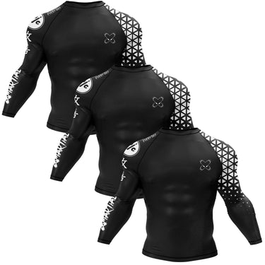 Grappler Long Sleeve White/Black Compression Shirt XMARTIAL