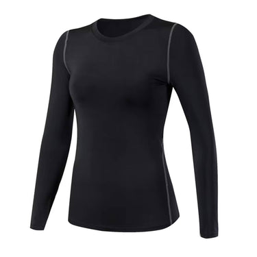 High-Performance Women's Long Sleeve Black Compression Shirt XMARTIAL