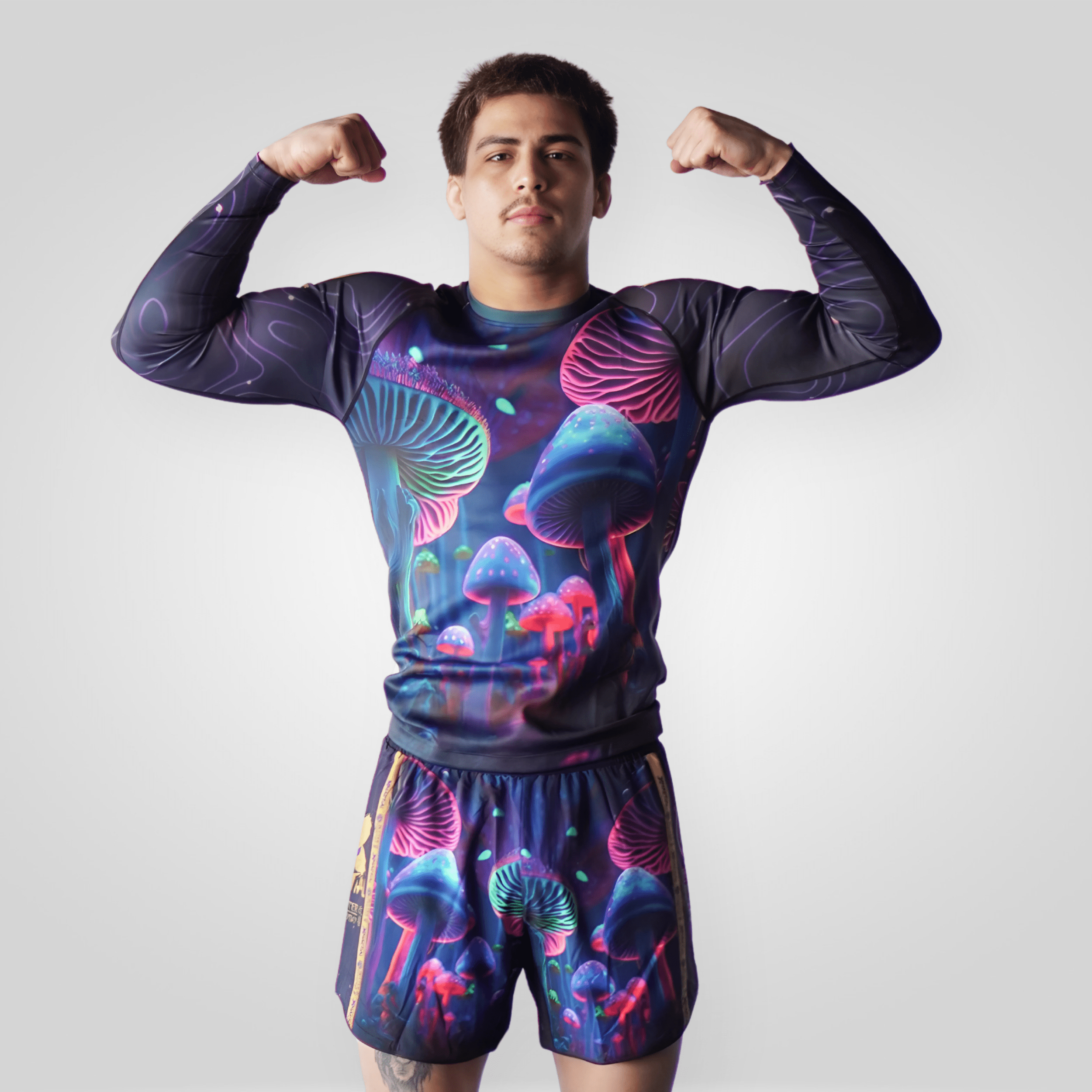 BJJ Rash Guard Indigo Mushroom – XMARTIAL BJJ Rash Guard Indigo Mushroom – XMARTIAL