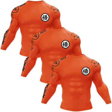 Kanji Long Sleeve Orange Compression Shirt XMARTIAL