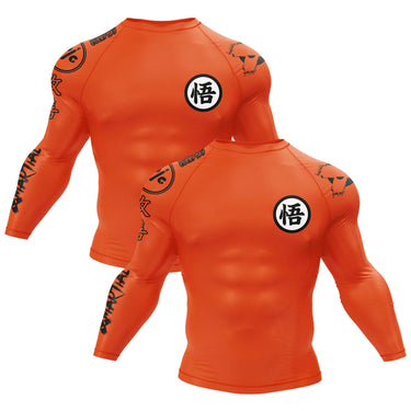 Kanji Long Sleeve Orange Compression Shirt XMARTIAL