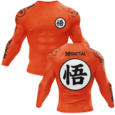 Kanji Long Sleeve Orange Compression Shirt XMARTIAL