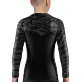 Kids BJJ Rash Guard Black Tiger Camo X-Tech 25 Series XMARTIAL