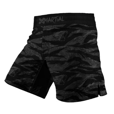 Kids Grappling Shorts Black Tiger Camo X-Tech 25 Series XMARTIAL