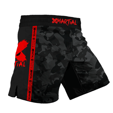 Kids MMA Shorts Black Camo Fight Team X-Tech 25 Series XMARTIAL