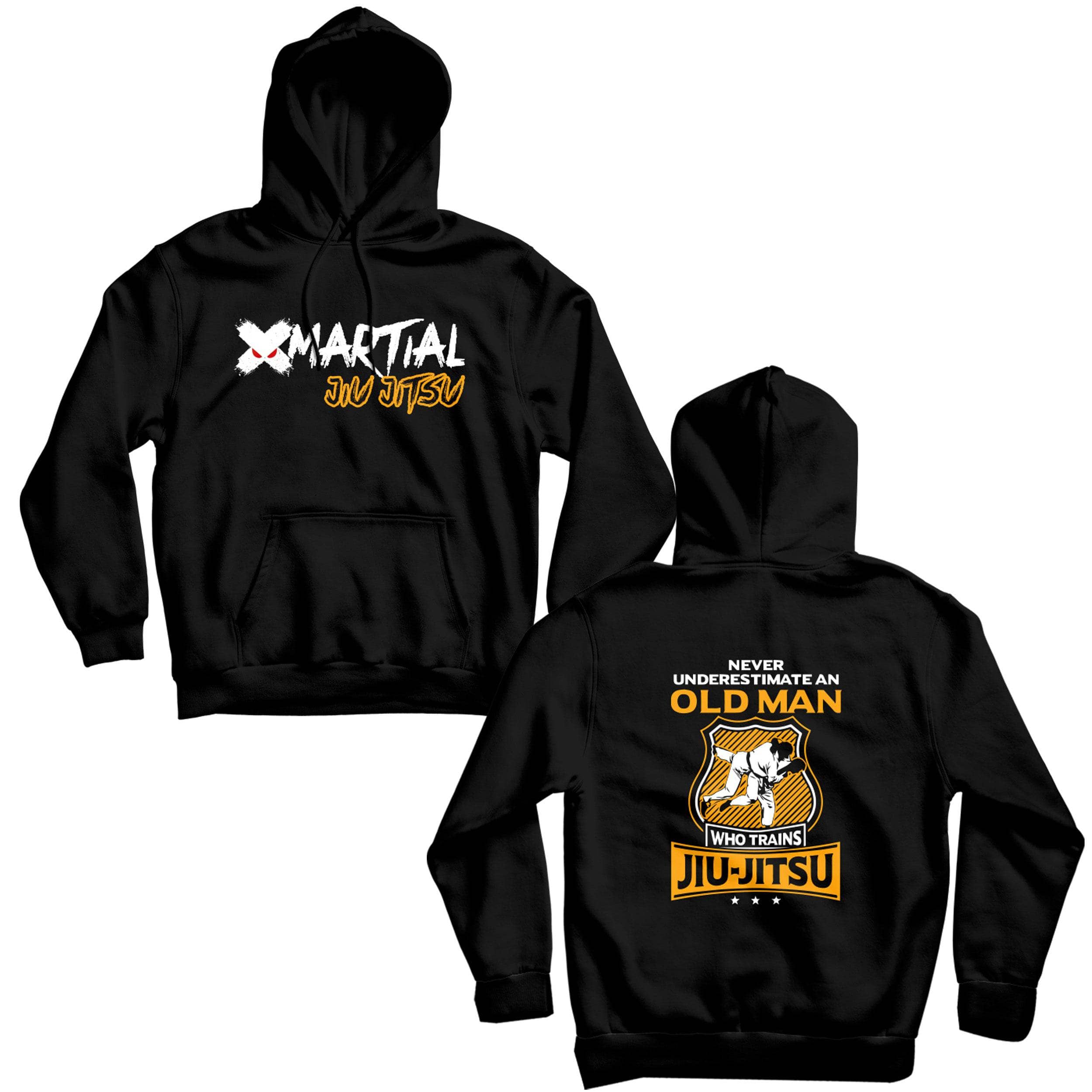 Old man online in hoodie