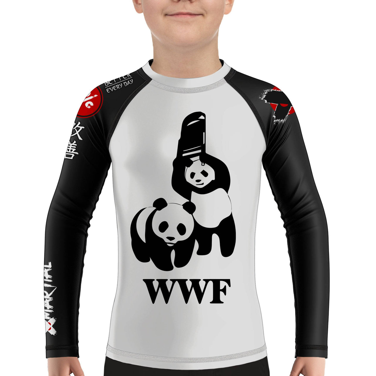 Panda Chair Shot Kids BJJ Rash Guard - XMARTIAL