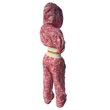 Pink Hot Rock Women's Crop Top Camo Hoodie XMARTIAL