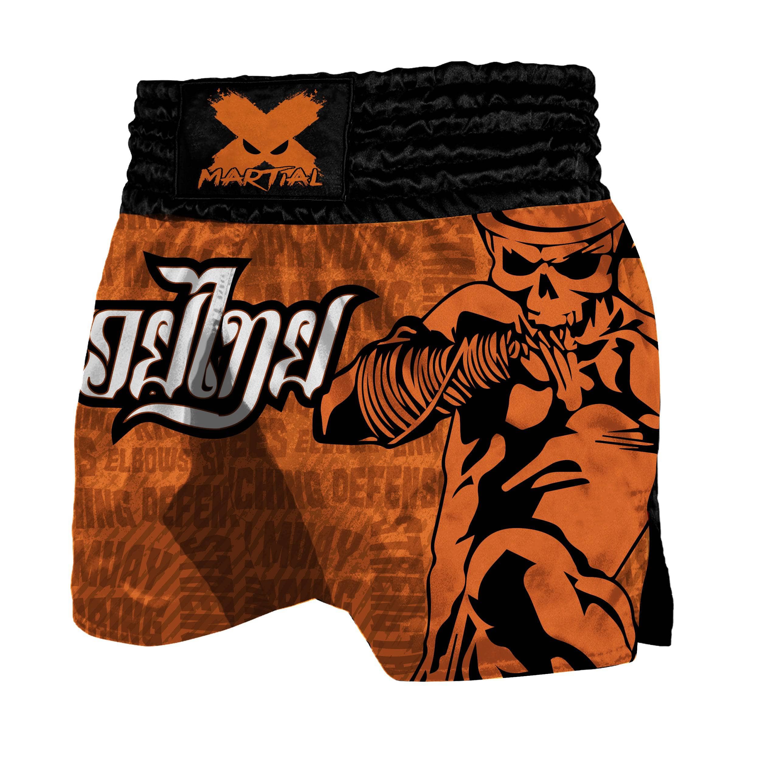 Skull Symbol Satan Goat Print Muay Thai Boxing Shorts