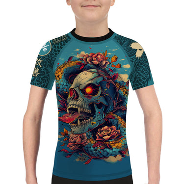 Skull Serpent Blossom Kids BJJ Rash Guard XMARTIAL