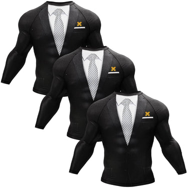 Tuxedo Long Sleeve White/Black Compression Shirt XMARTIAL