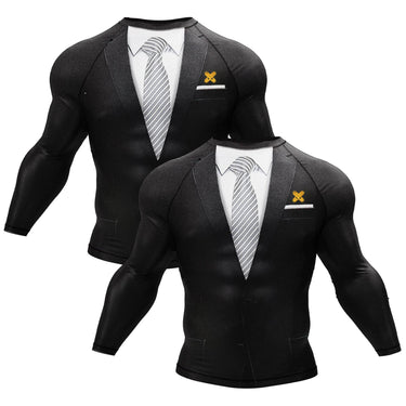 Tuxedo Long Sleeve White/Black Compression Shirt XMARTIAL