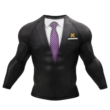 Tuxedo Long Sleeve White/Black Compression Shirt XMARTIAL
