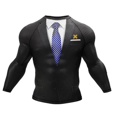 Tuxedo Long Sleeve White/Black Compression Shirt XMARTIAL