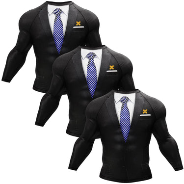 Tuxedo White/Black Long Sleeve Compression Shirt XMARTIAL