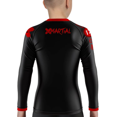 XMartial Minimalist Kids Long Sleeve Black Compression Shirt XMARTIAL