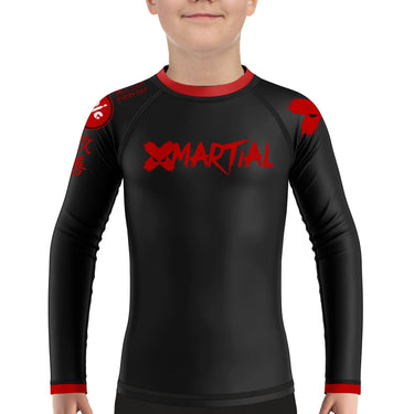 XMartial Minimalist Kids Long Sleeve Black Compression Shirt XMARTIAL