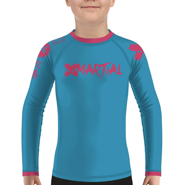 XMartial Minimalist Kids Long Sleeve Sky Blue Compression Shirt XMARTIAL