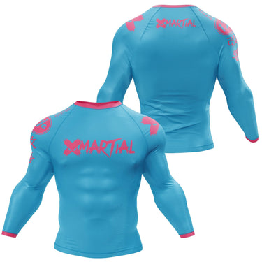 XMartial Minimalist Long Sleeve Sky Blue Compression Shirt XMARTIAL