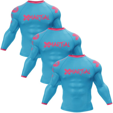 XMartial Minimalist Long Sleeve Sky Blue Compression Shirt XMARTIAL
