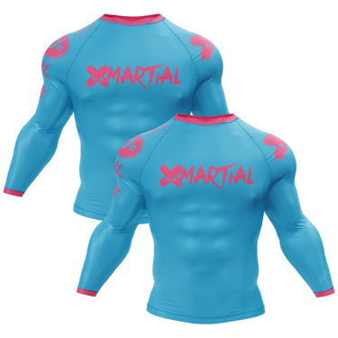 XMartial Minimalist Long Sleeve Sky Blue Compression Shirt XMARTIAL