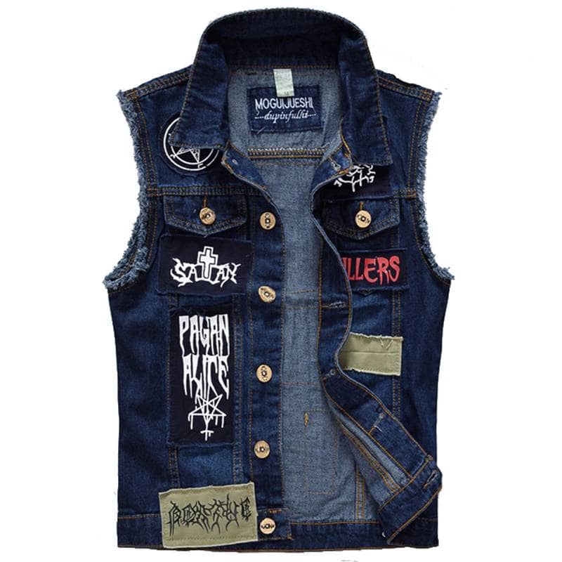Vintage denim vest mens new arrivals
