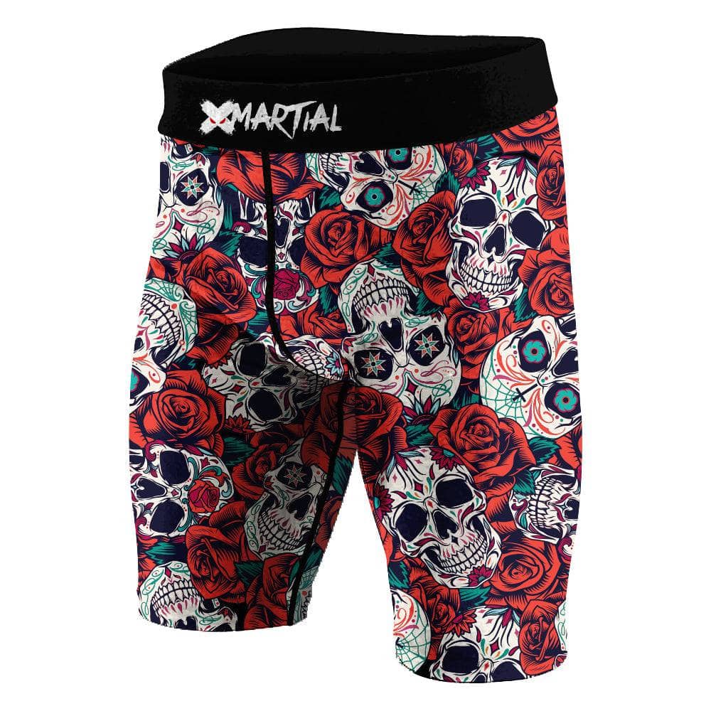 Skull and Roses BJJ/MMA Compression Shorts XMARTIAL
